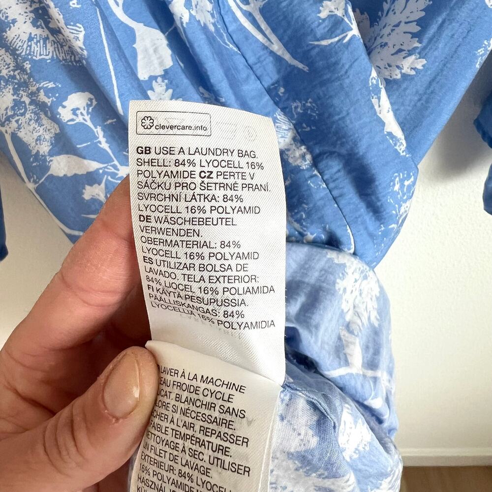 & Other Stories Blue Ruffle Floral Mini Dress Women's Size Small - Picture 8 of 9